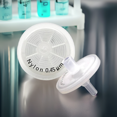 25mm Nylon Syringe Filter 0.45µm with Glass Fiber prefilter 100/Pack